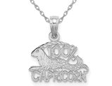 14K White Gold 100% CAPRICORN Zodiac Charm Astrology Zodiac Pendant Necklace with Chain